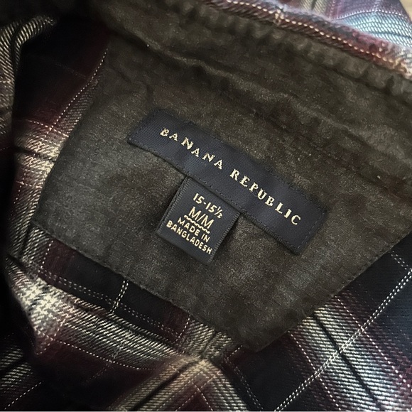 ❤️ Banana Republic Black and Red Plaid Casual 15-15 1/2 Shirt - Picture 5 of 12
